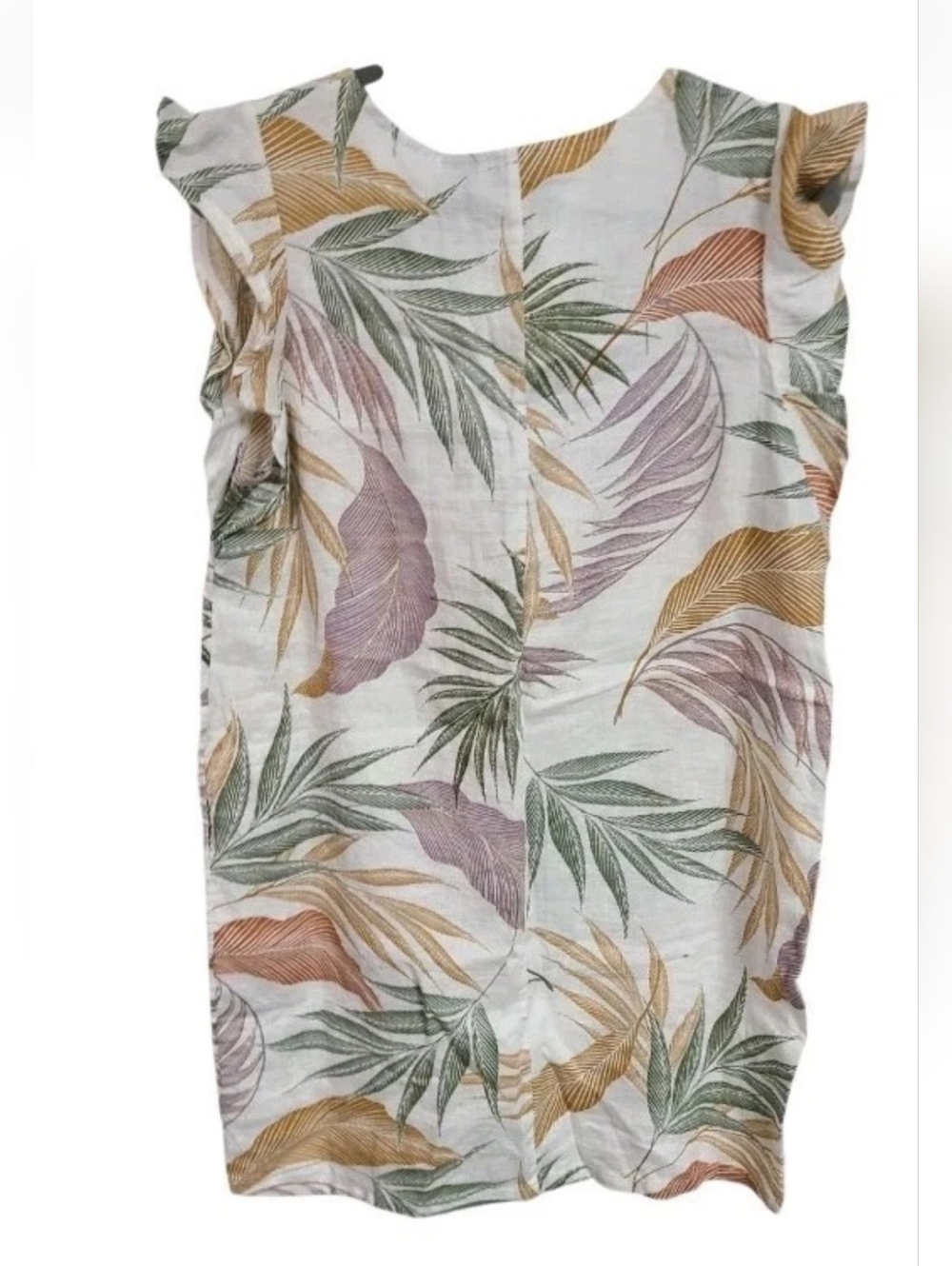 Tahari Floral Sundress Womens Size L Oatmeal 100% Linen Lagenlook Vacation BoHo - Picture 4 of 6